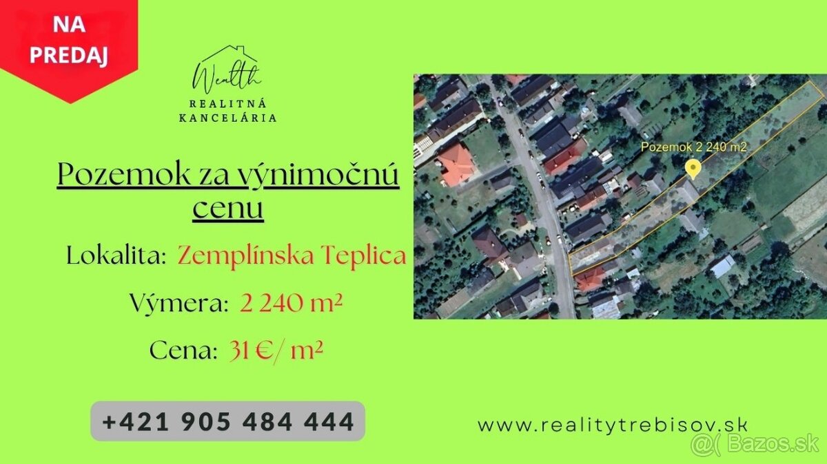 Pozemok v Zemplínskej Teplici za  cenu 31 €/m²