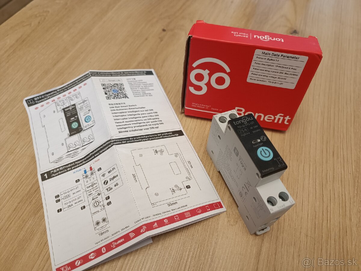 Smart ZigBee istič / vypínač Tongou 25A (Tuya / Smart Life)