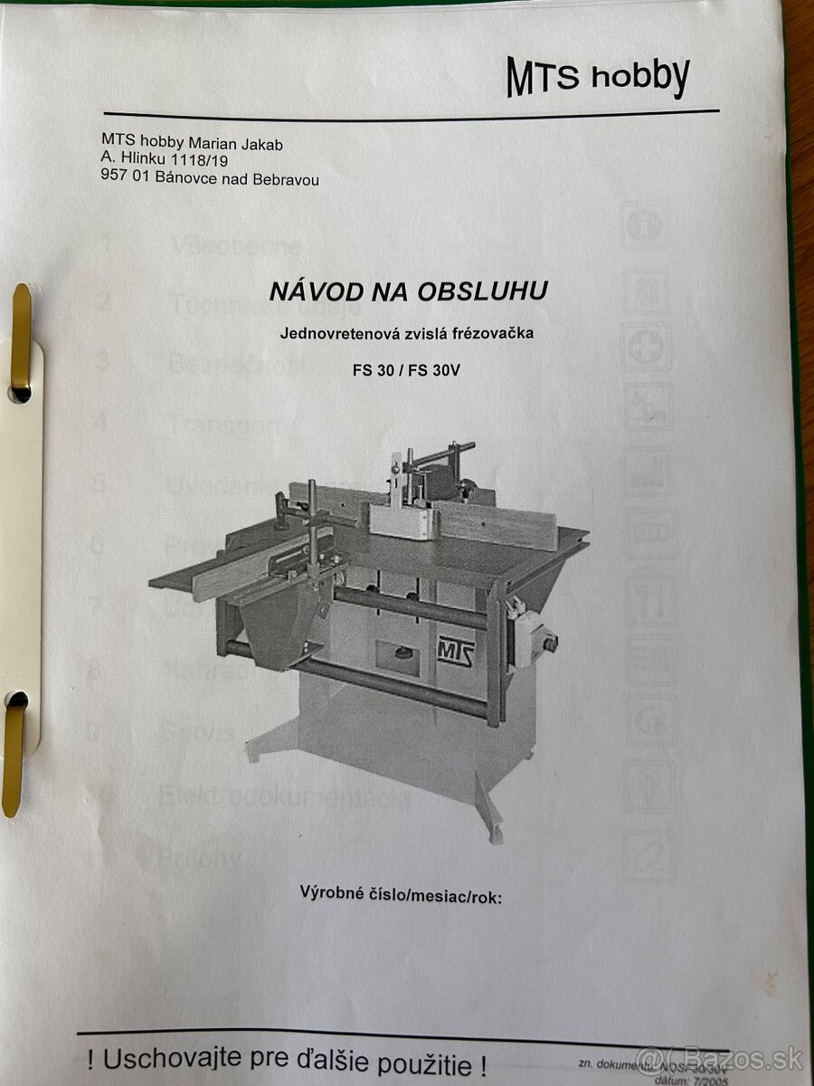 Jednovretenova zvislá frézovačka/ formátovacia kotúčová píla