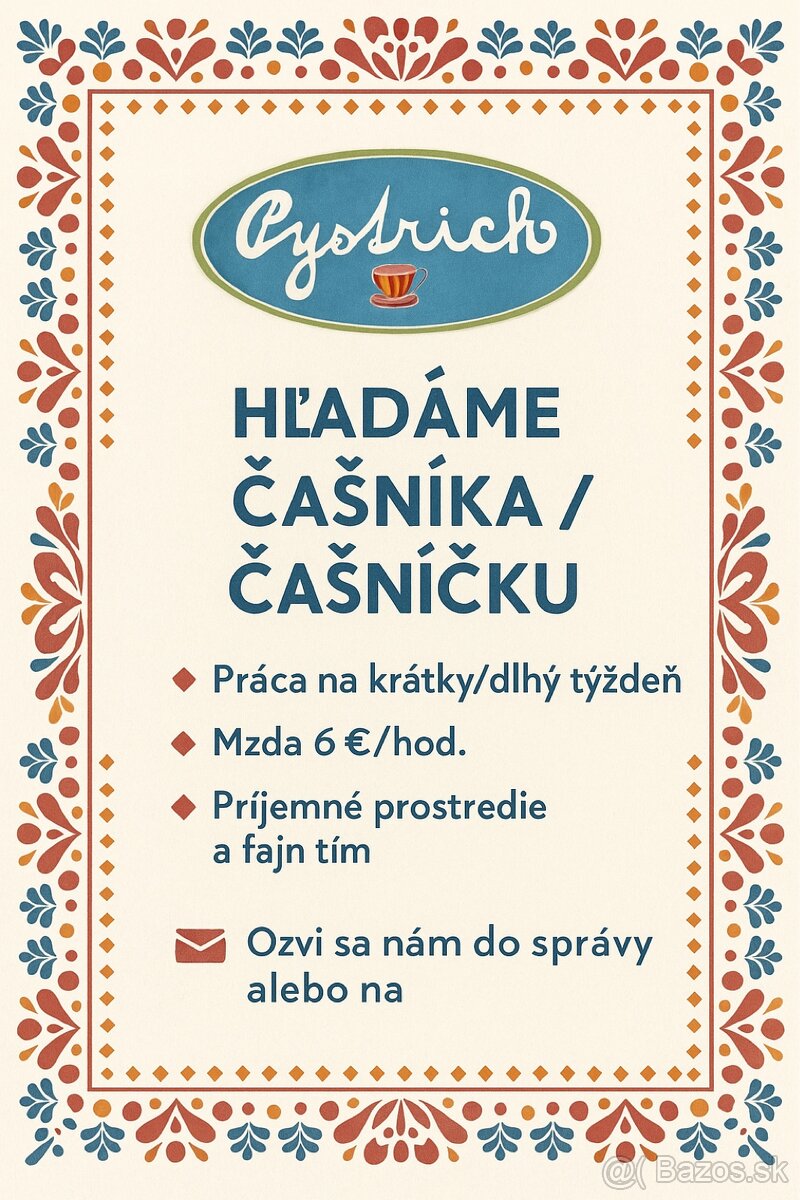 Prijimeme čašníčku