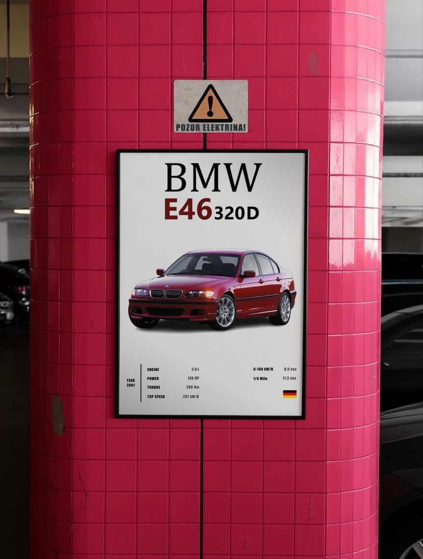 A3 Obraz - Bmw E46 320d s rámom