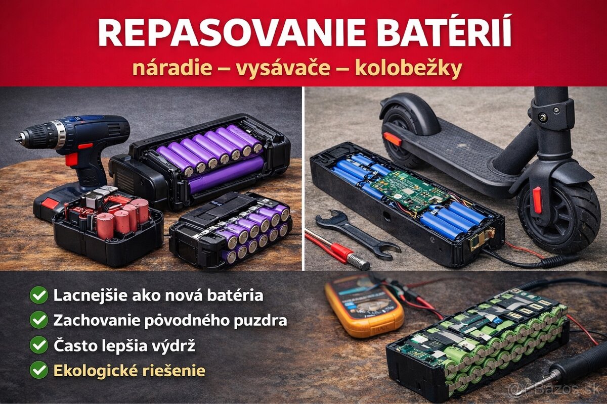 🔋 Repas Li-ion batérií – náradie, vysávače, kolobežky