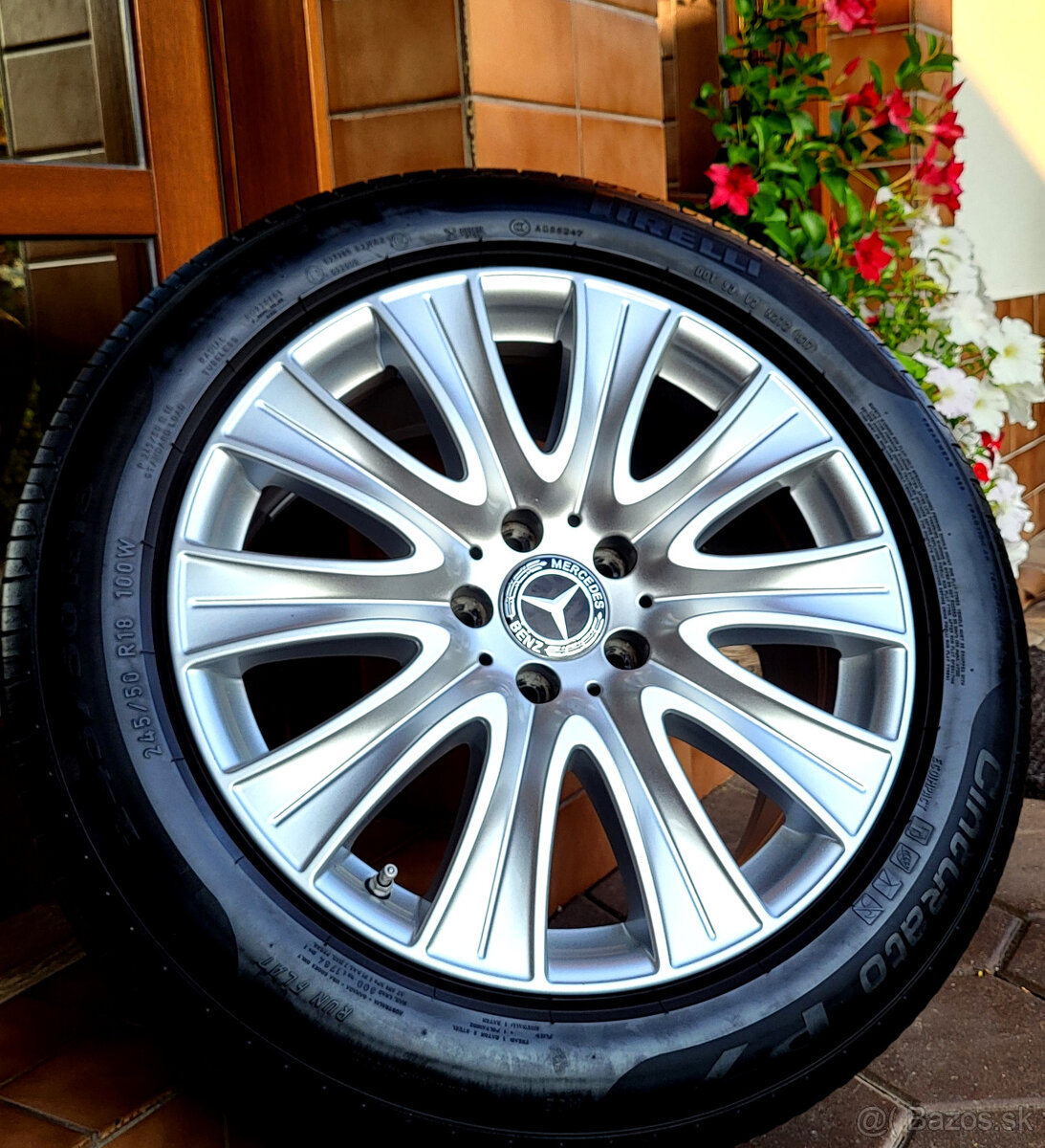 alu R18 5x112 orig. Mercedes S, letné pneu 245/50