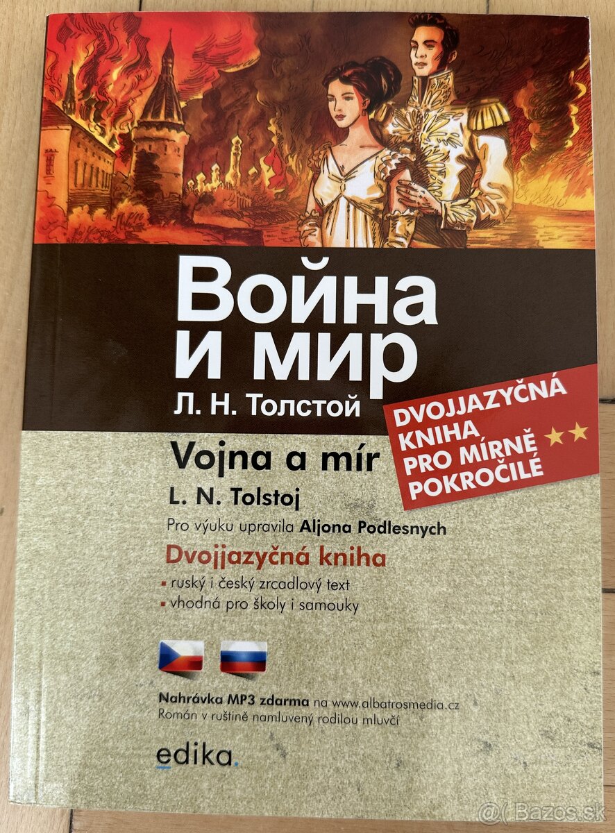Dvojjazyčná kniha Vojna a mír L.N.Tolstoj za5EUR