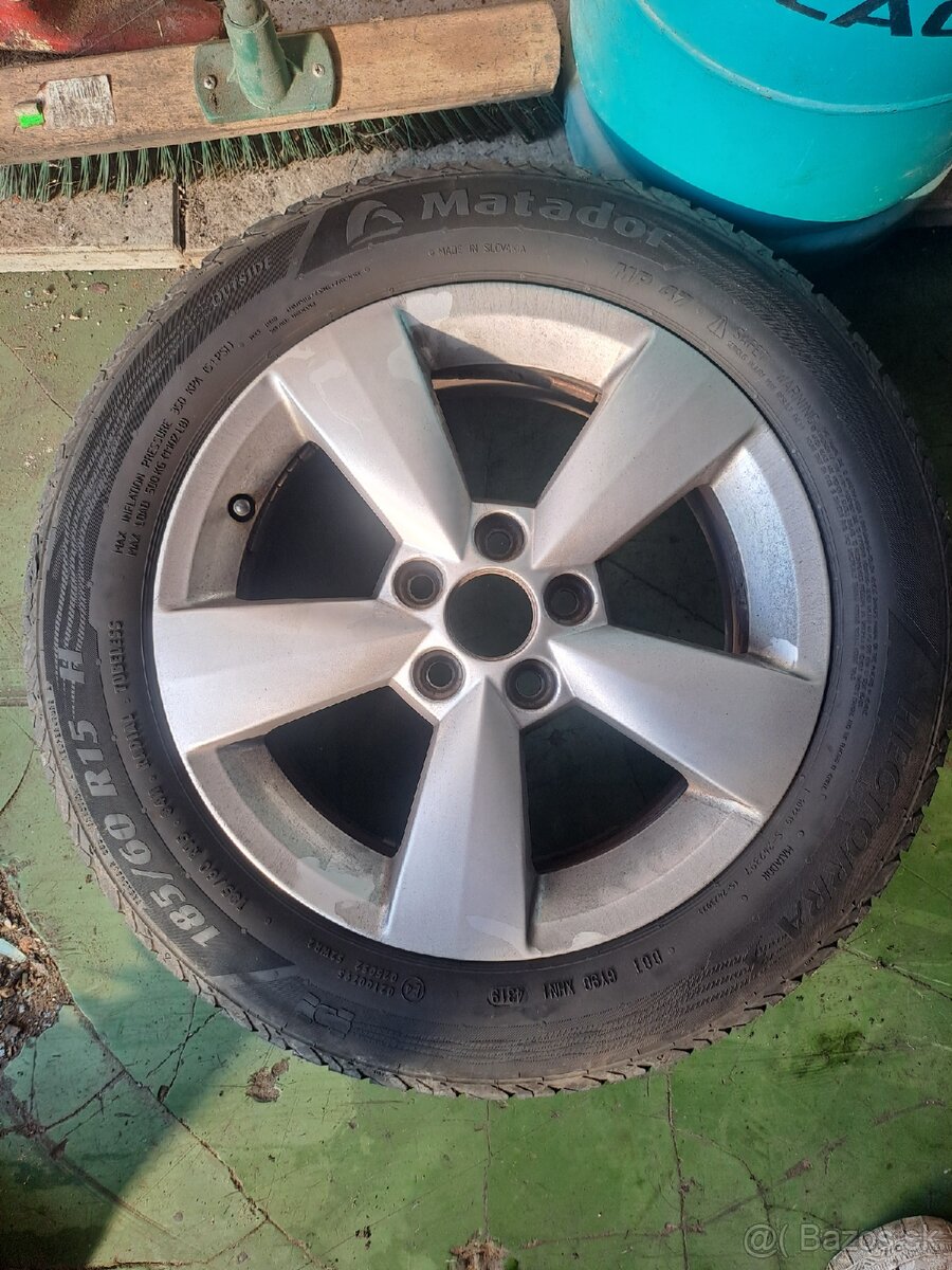 5x100 R15 Škoda Originál + Letné pneu