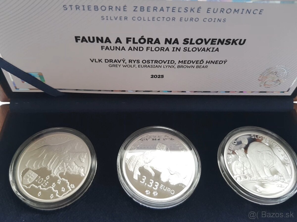 Proof Ag mince - Fauna a flóra 2025 - 3x 3,33 Eur
