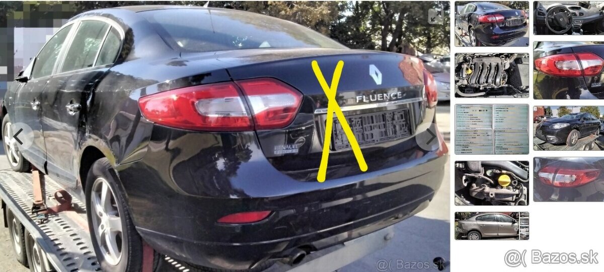 Renault Fluence 1.6 2015 predám DVERE, MOTOR K4M V8, ZADNÝ