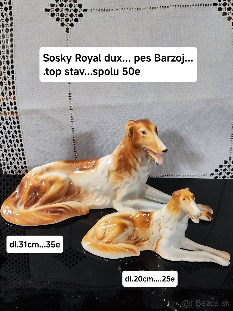 Retro sošky pes Barzoj Royal dux