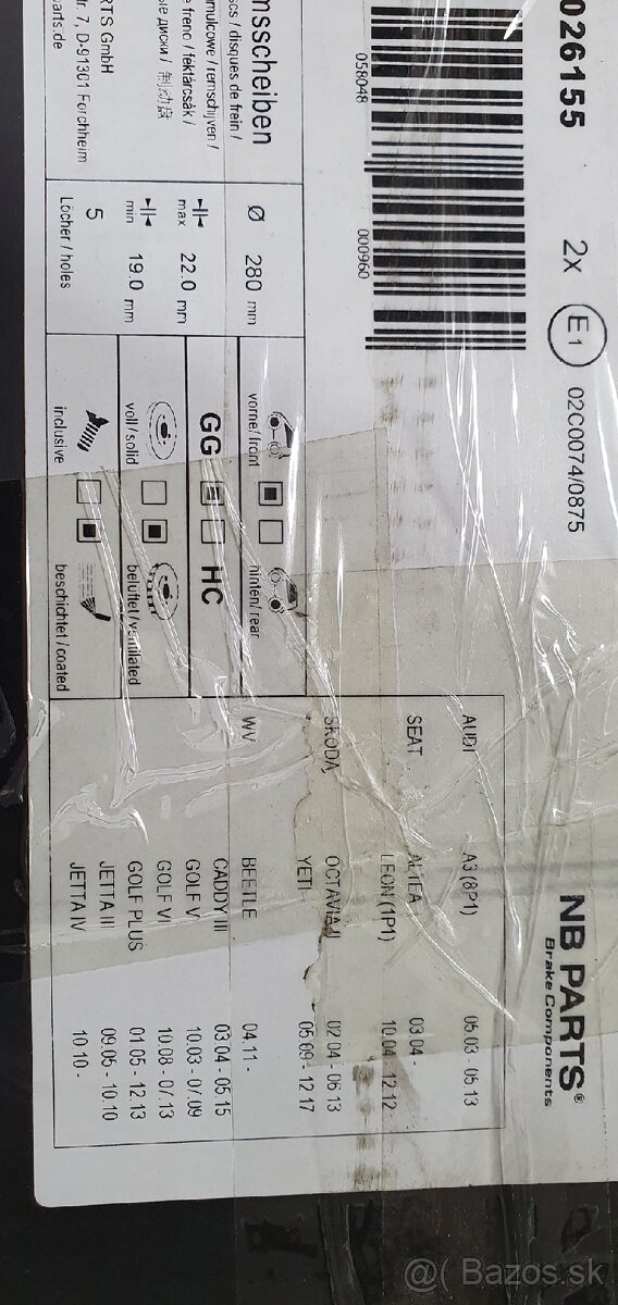 Predne kotucove brzdi Audi,Skoda,vw,seat