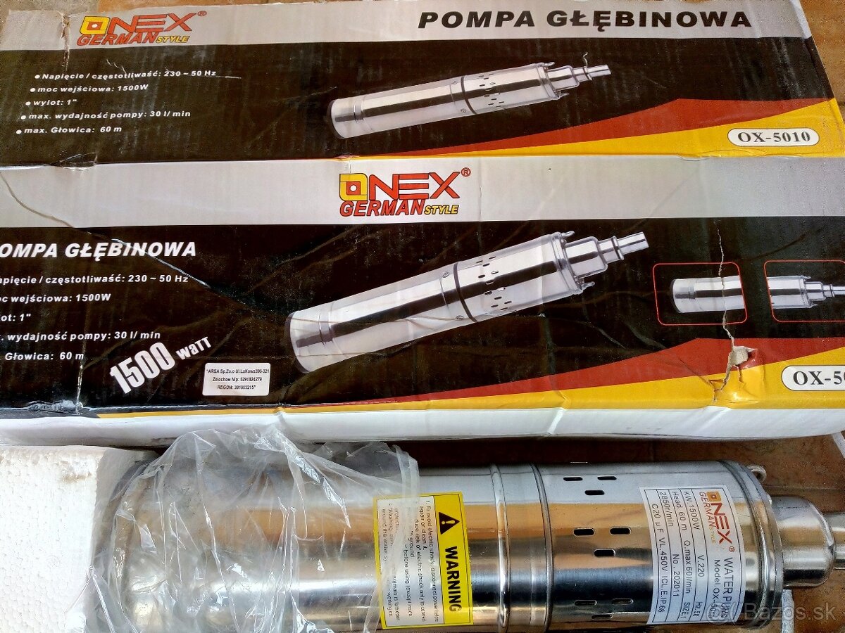 ponorne Hlbinné šnekove čerpadlo