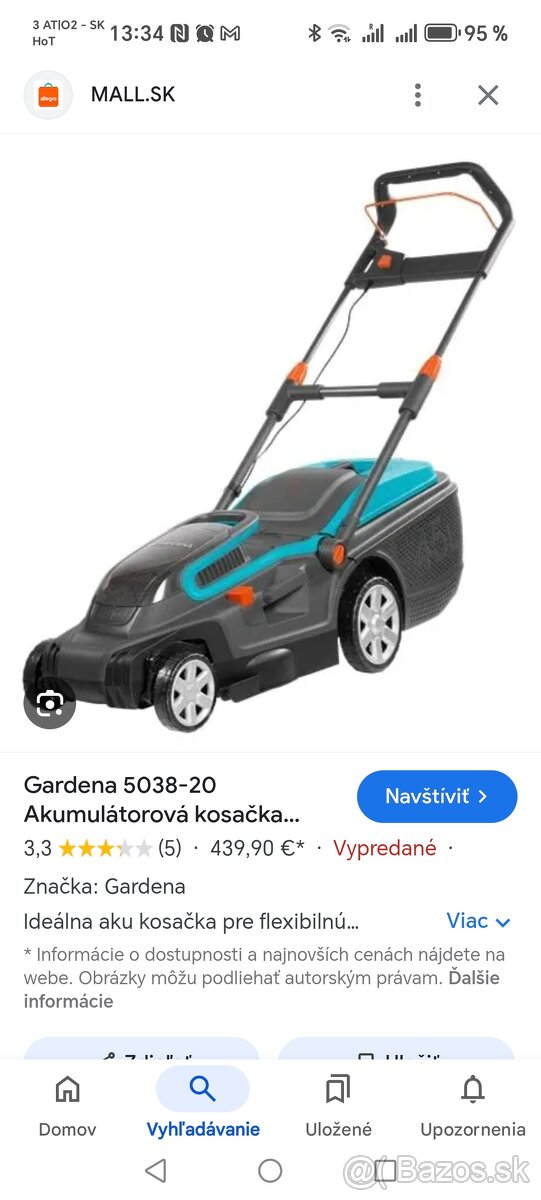 Akumulátorová kosačka Gardena