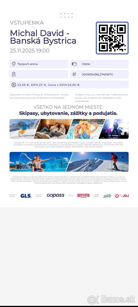 Vstupenky na Michala Davida