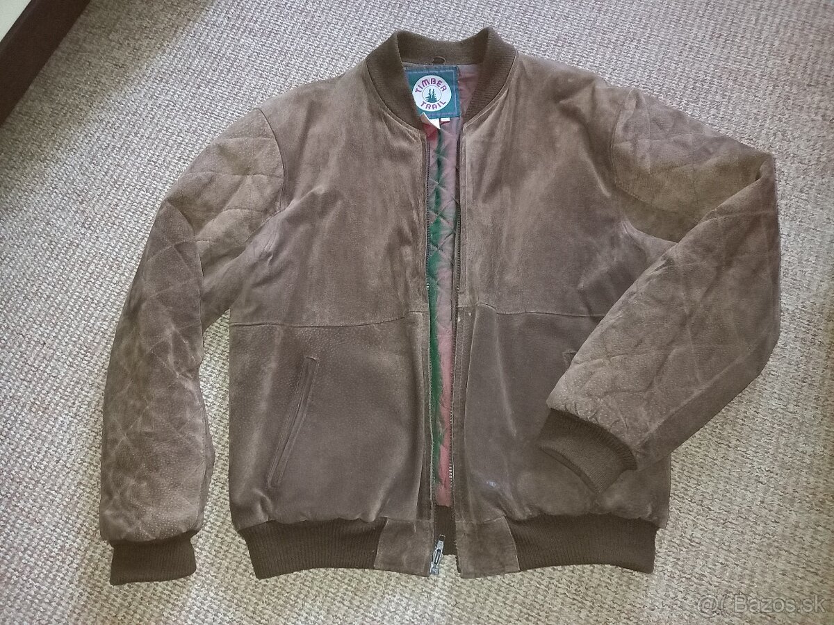 Pánska bunda - brúsená koža veľ. M, tmavo hnedá