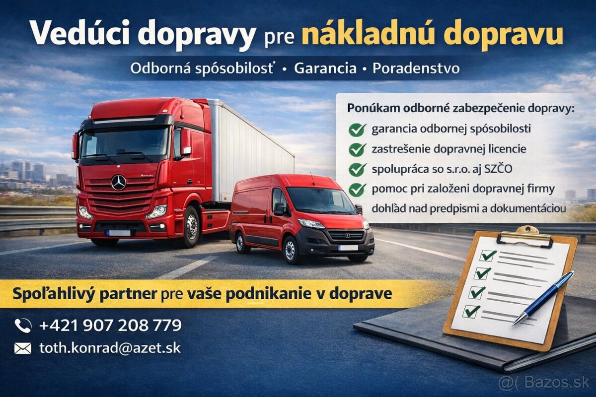 🚚Vedúci dopravy – garant SK⭐️