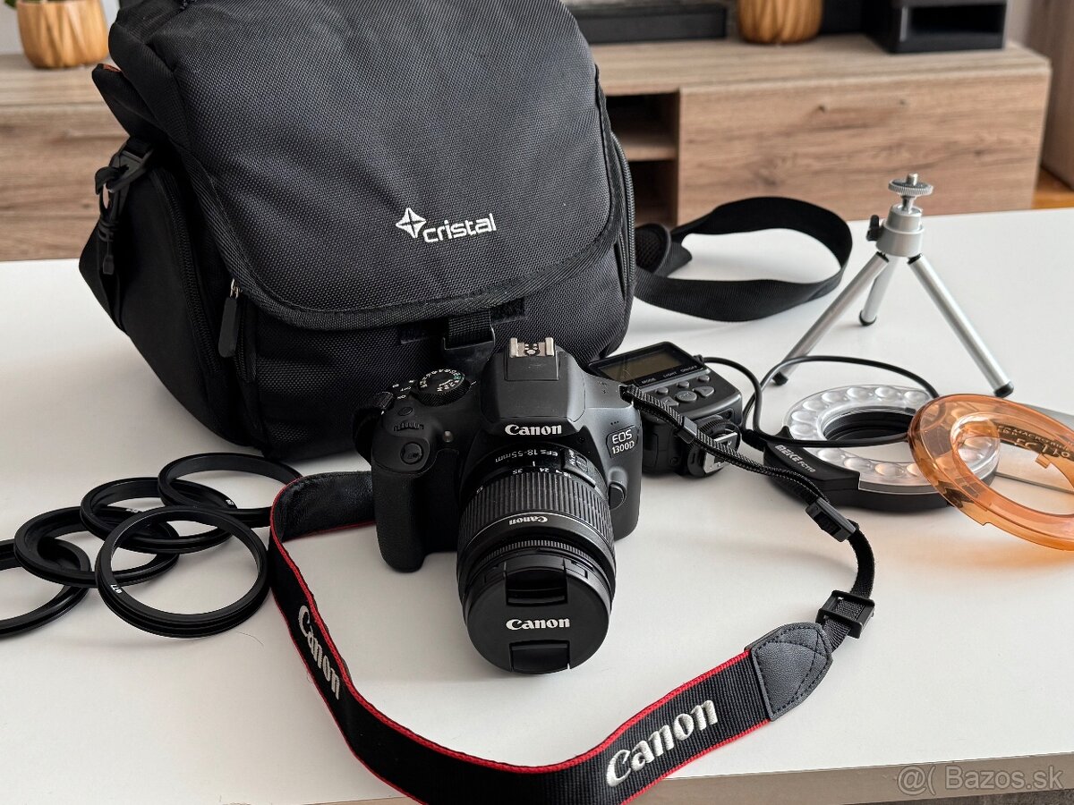 Na predaj: Canon EOS 1300D + príslušenstvo (kompletný set)
