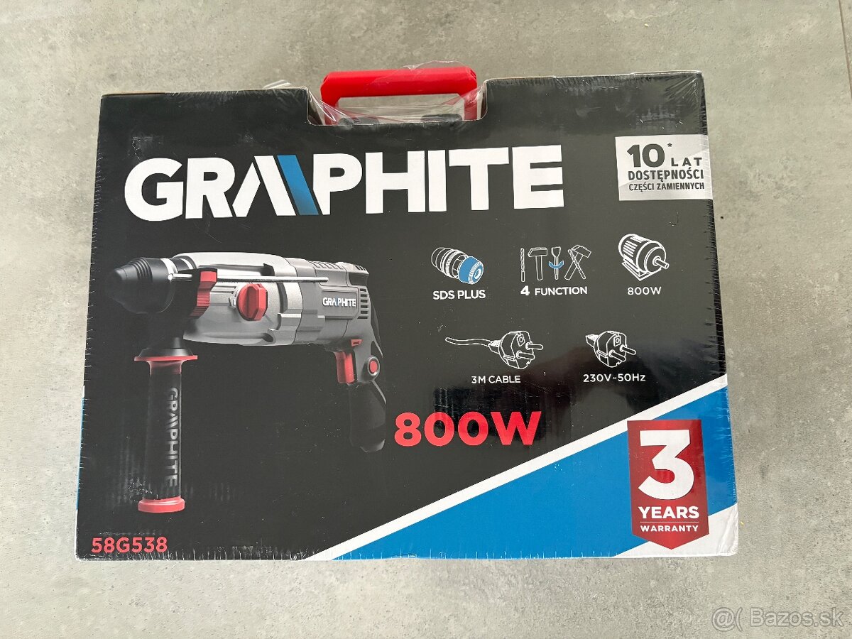 Nové GRAPHITE Profesionálne príklepové vŕtacie kladivo SDS+