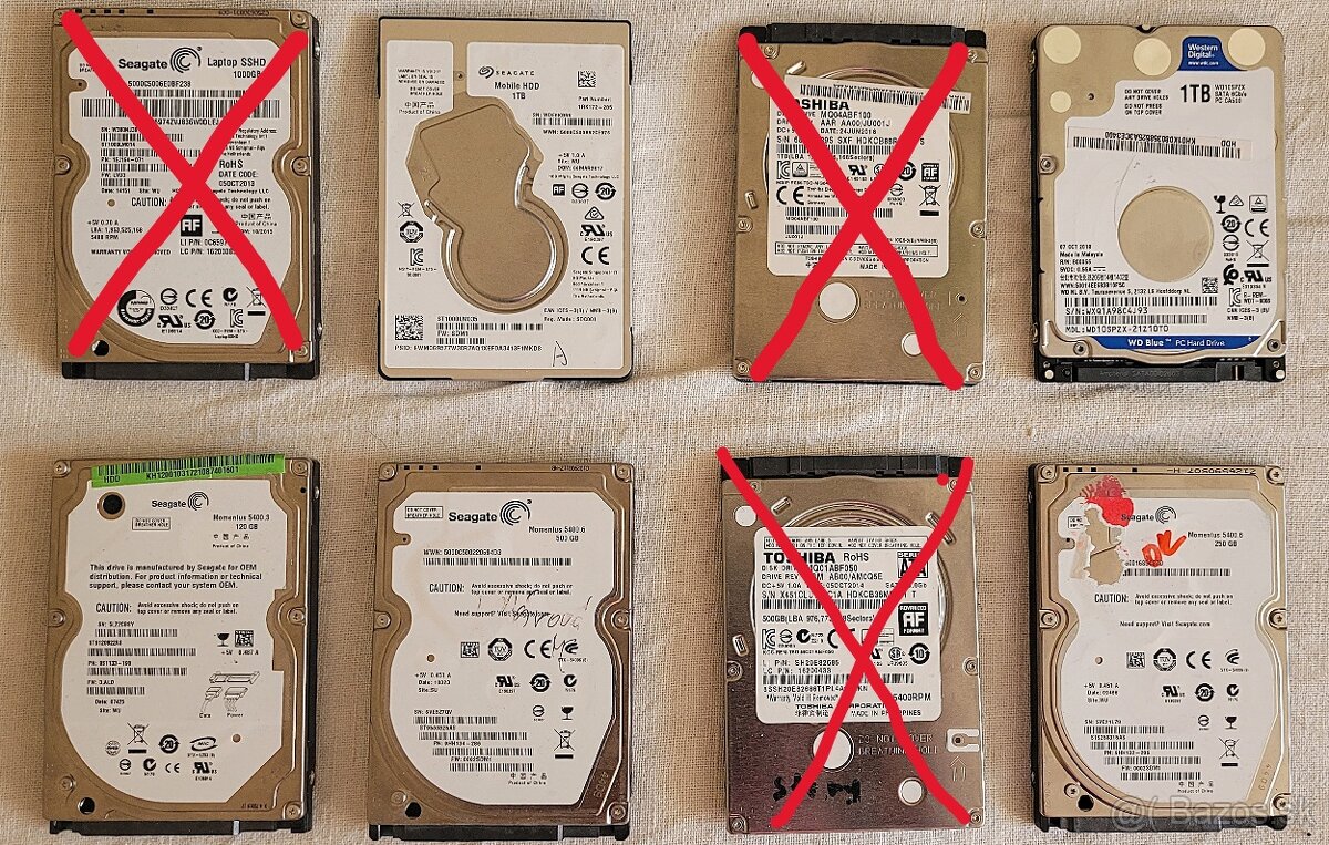 Rozne HDD 1000 GB až po 250 GB