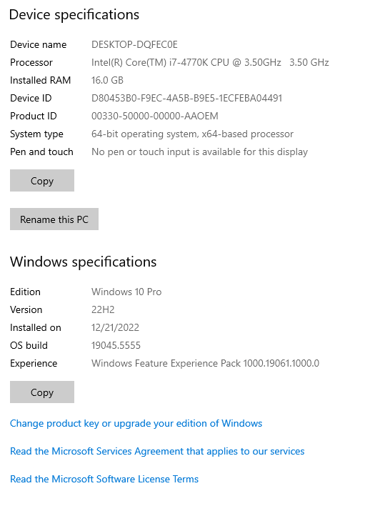 PC i7-4770K, GTX970, 256gb nvme