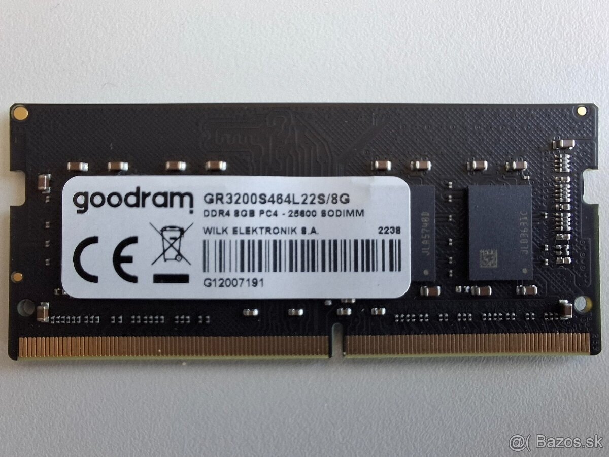 Predam ramky SODIMM 8GB DDR4 3200MHz do notebooku