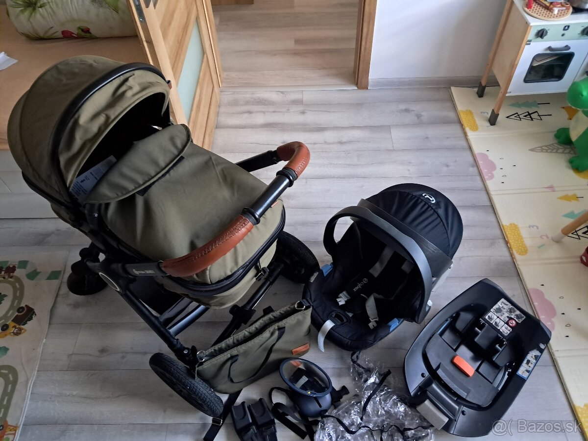 Petite&Mars Grand II 2v1 Black Olive a vajíčko Cybex Aton 5