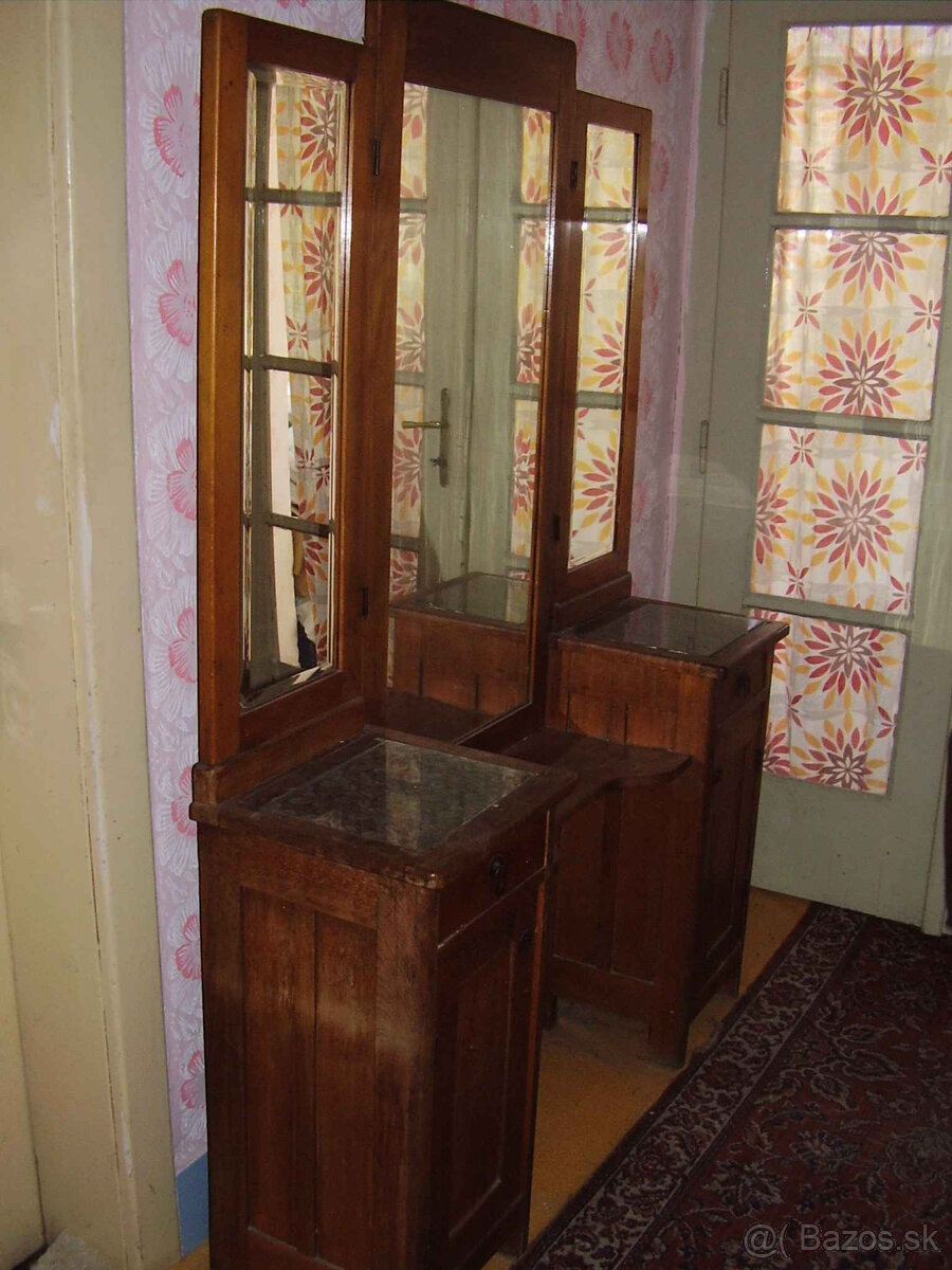 Toaletný stolík starožitný - zrkadlová skrinka