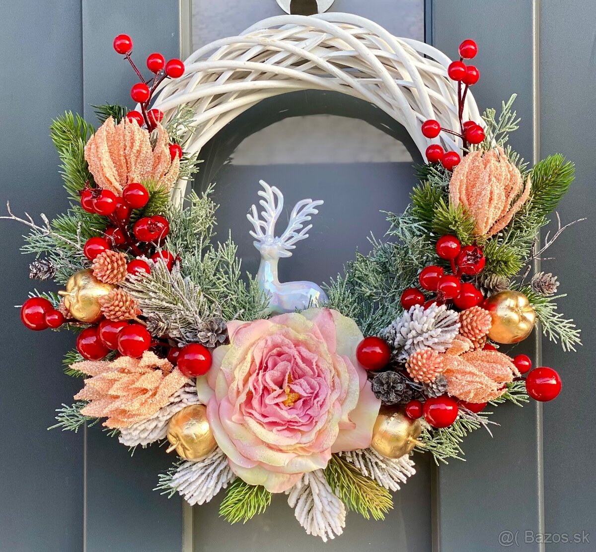 Vianočný veniec 35cm na dvere Vianoce dekor zima