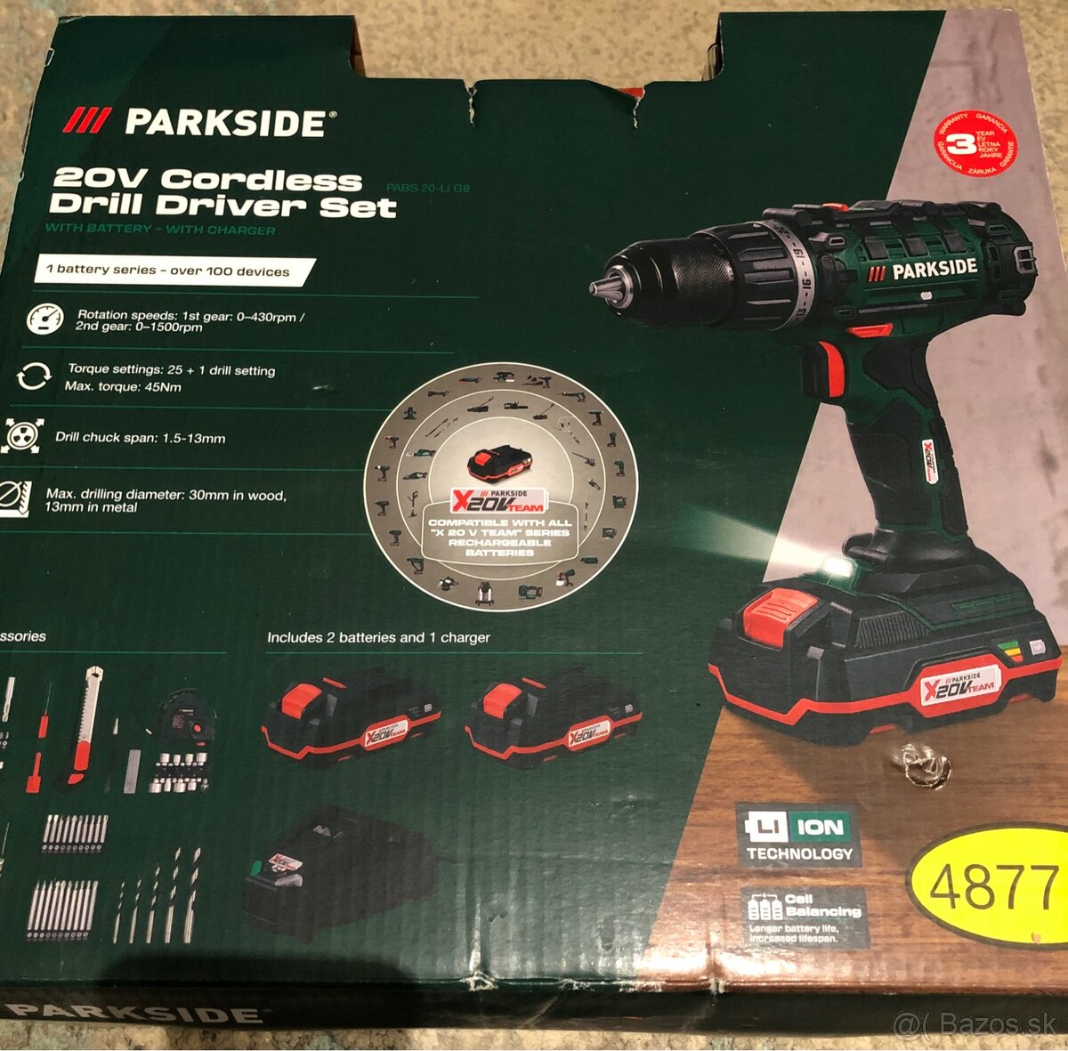 Akú vrtaci skrutkovač Parkside