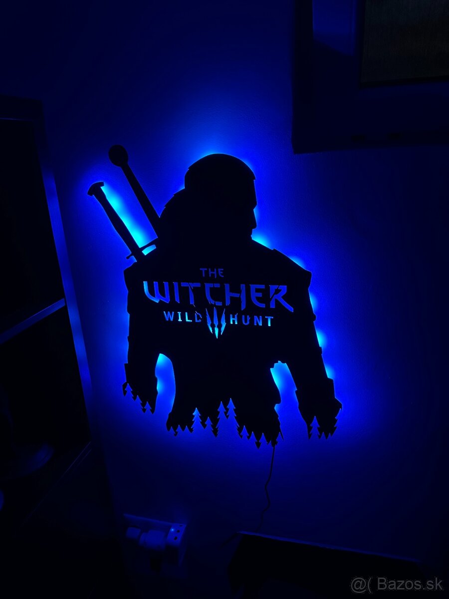 LED dekoracia na stenu Witcher wild hunt