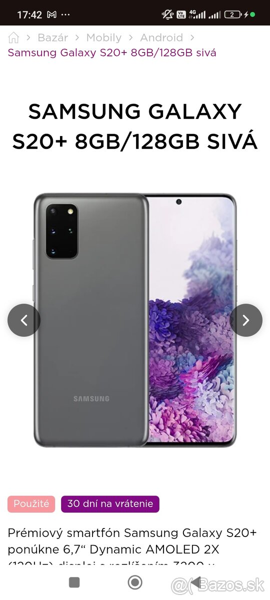 Samsung Galaxy S20+ , 8/128GB