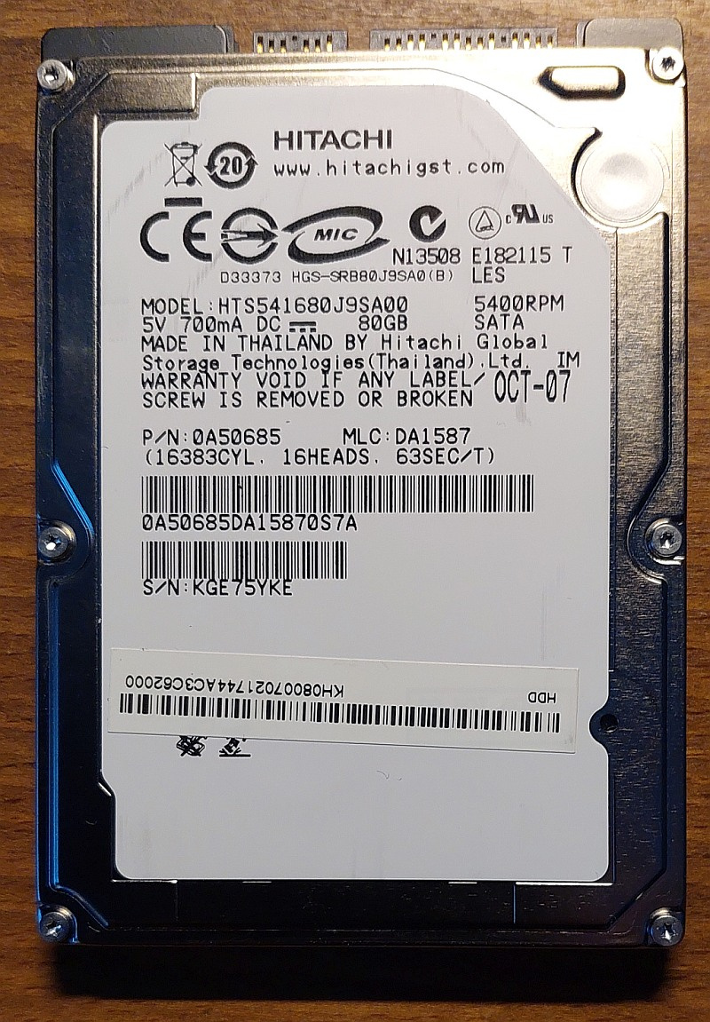 Hard disk 2,5" HITACHI HTS541680J9SA00