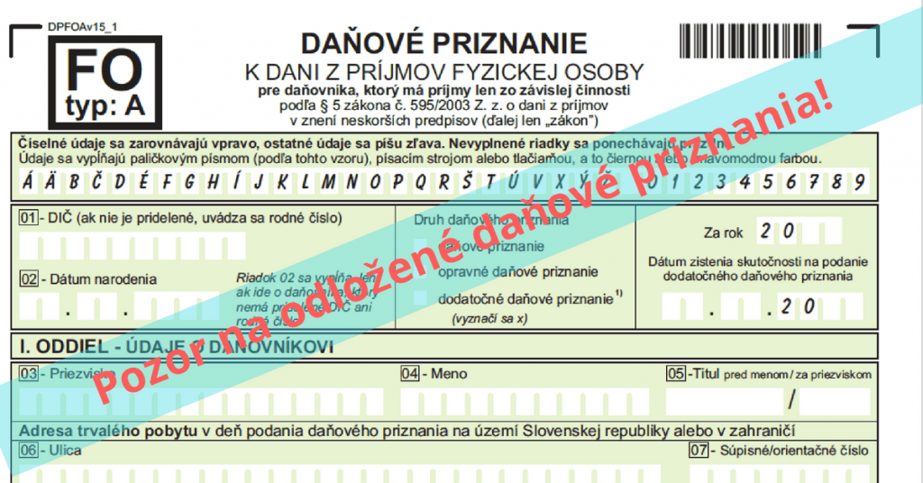 Daňové priznanie FO typ A, typ B
