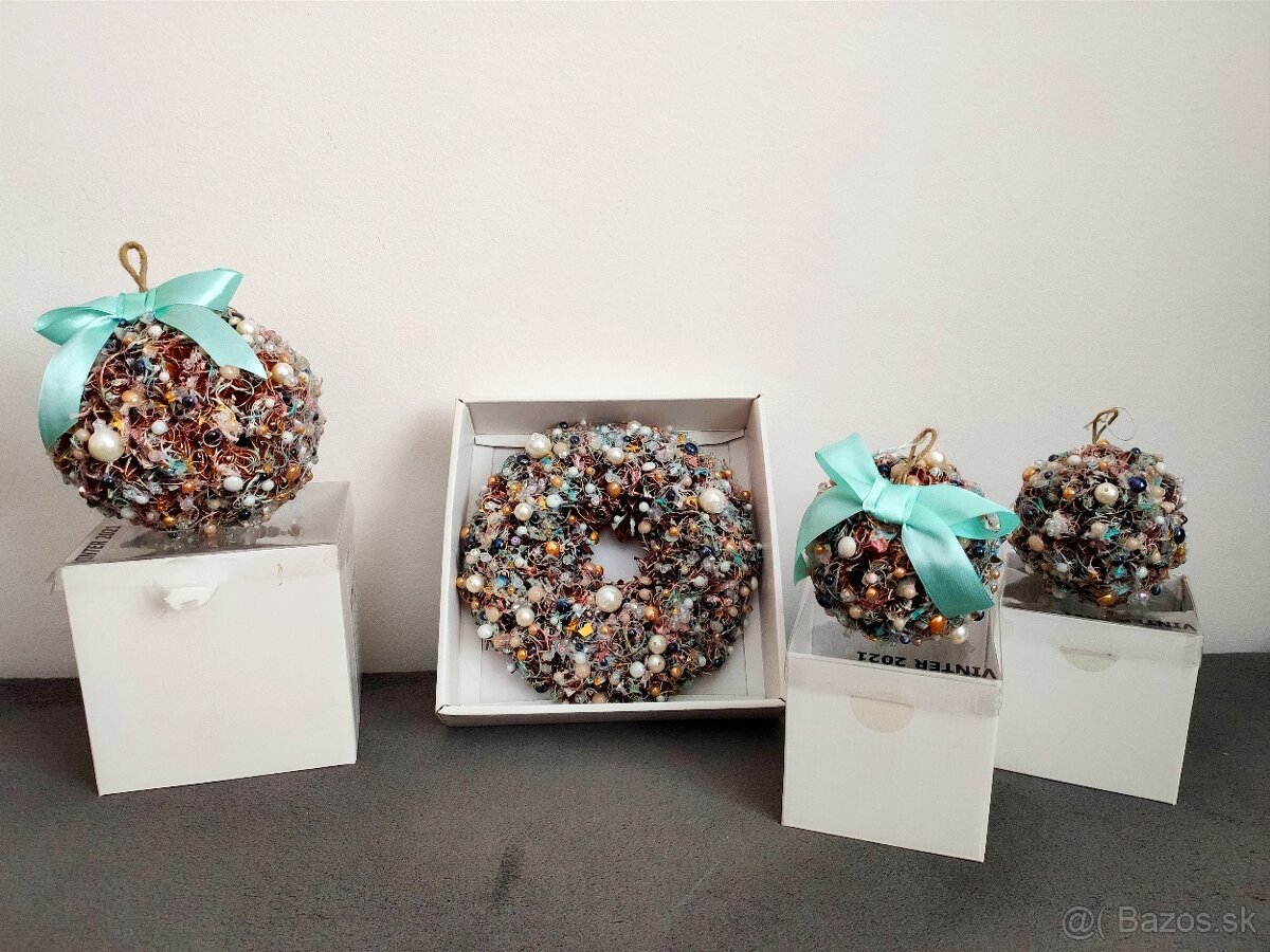 Zimný koralkový vianočný set - hadmade