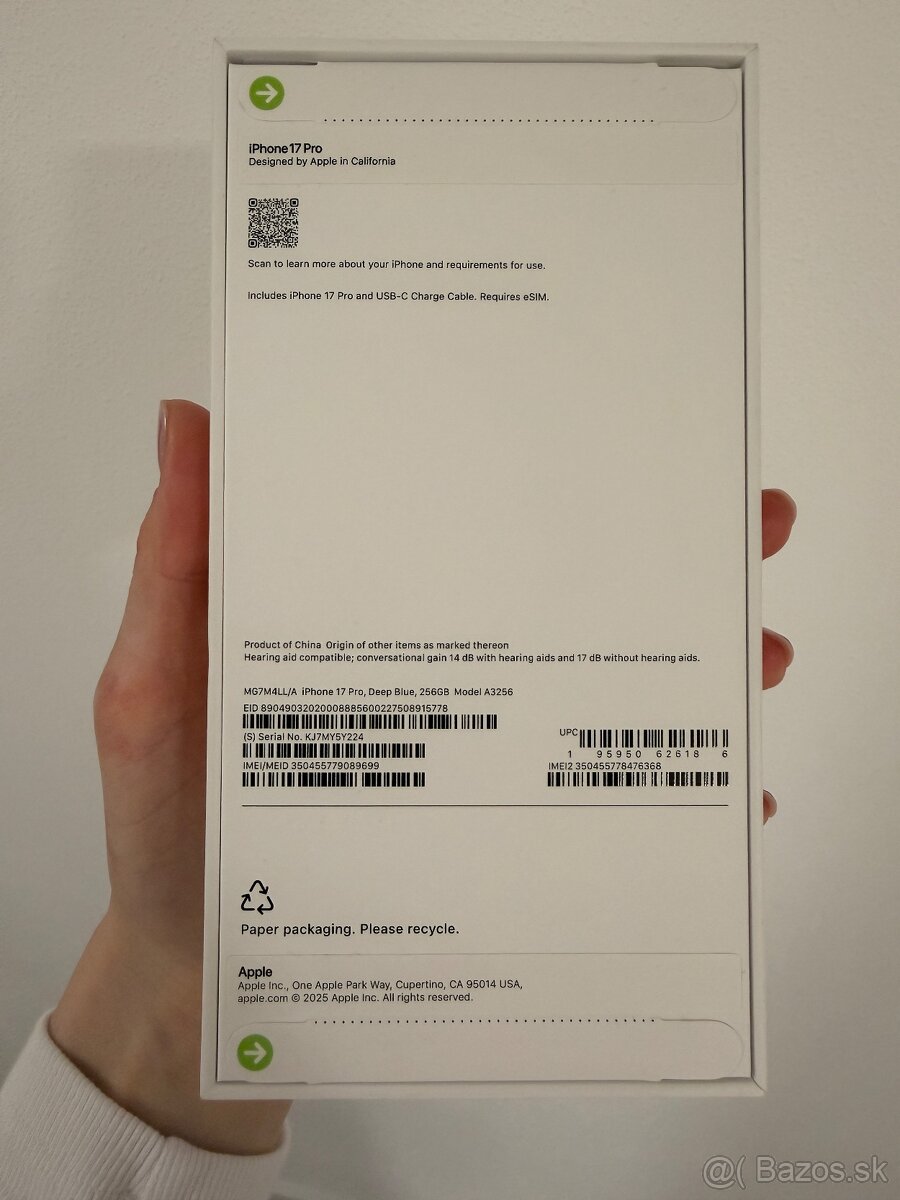 iPhone 17 pro 256GB modrý