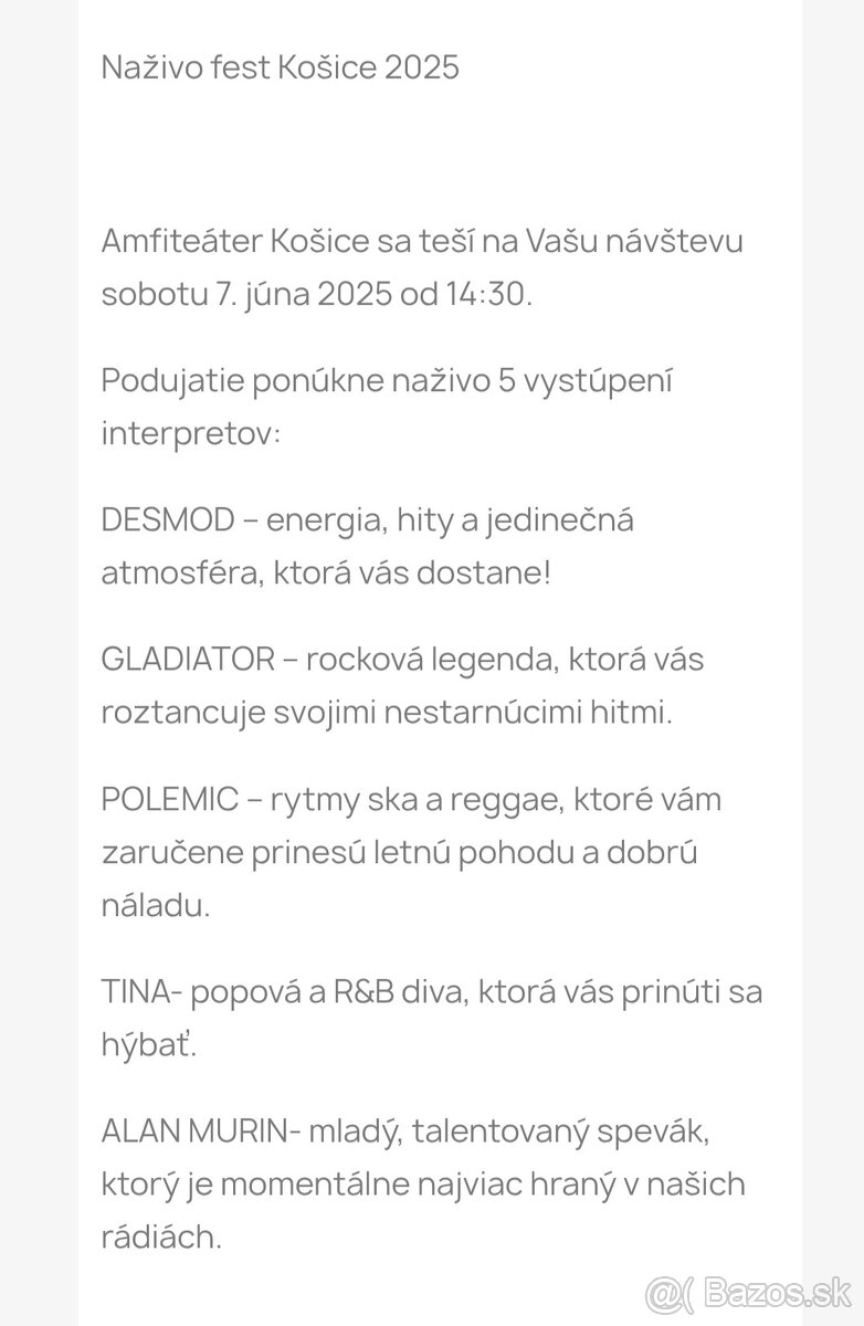 Naživo Fest Košice Amfiteáter