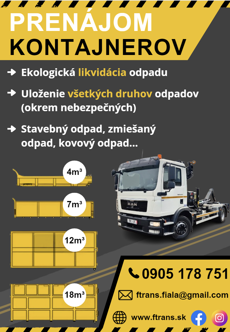 🚛 Odvoz odpadu, prenájom kontajnerov – Humenné a okolie ♻️