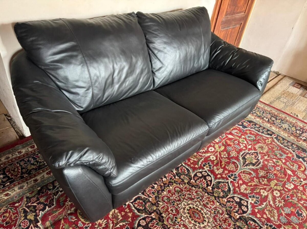 Černá kožená sedačka,5843