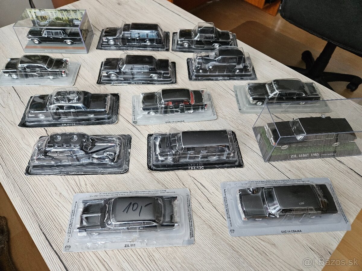 Modely aut ZSSR- pohlavarov, 1:43, Zil, Zis, Gaz, Cajka...