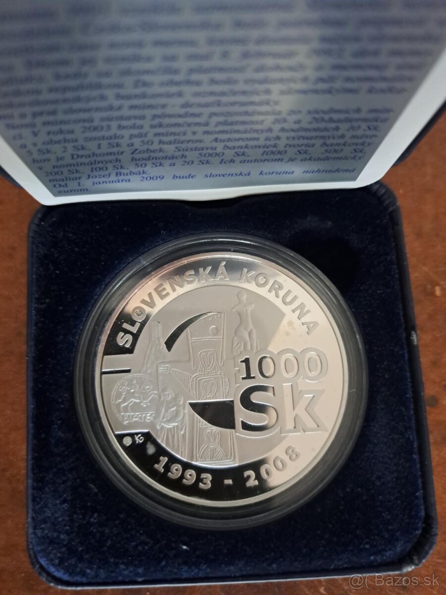 Strieborná minca 1000sk