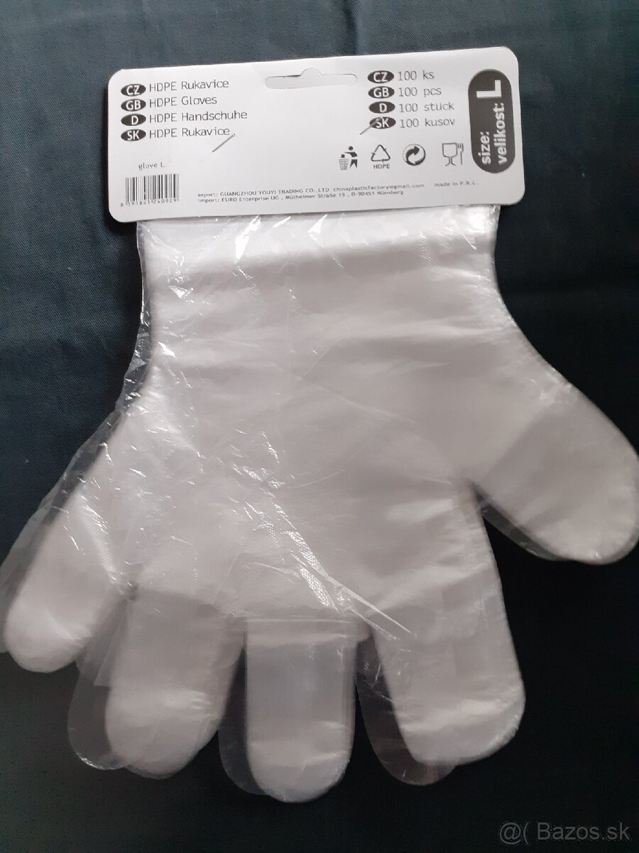 Hygienické igelitové rukavice č.L 100ks v balení