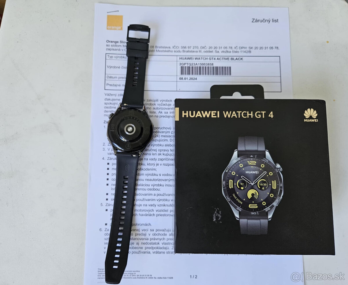 Huawei Watch GT4 46mm, cierne, ako nove, zaruka do 2026