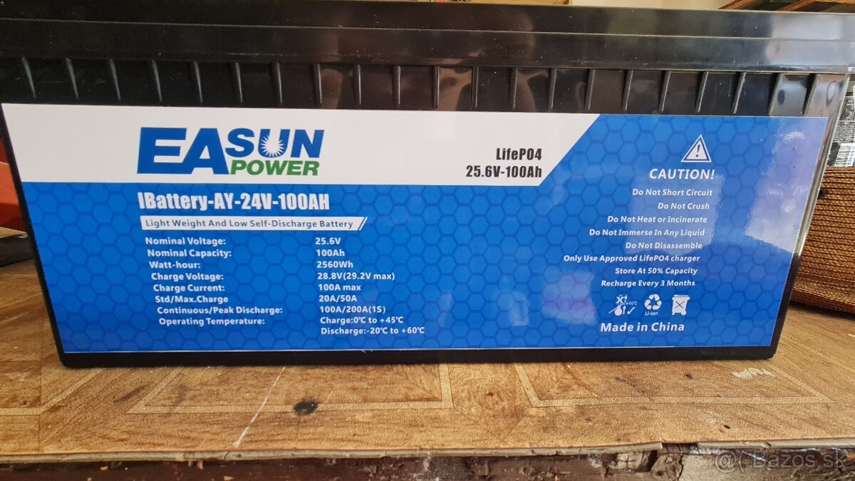 Predám novú batériu lifepo4 24V 100Ah 2.6Kw