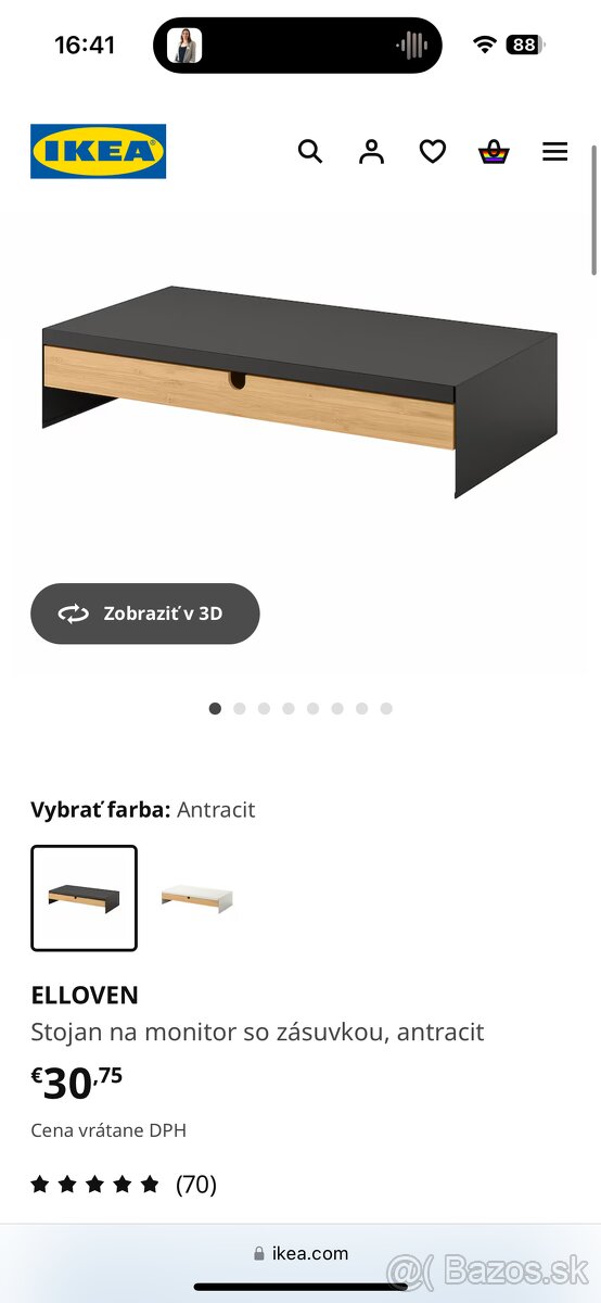 Stojan na monitor so zásuvkou, antracit