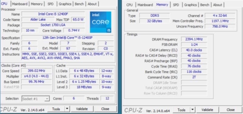PC i5 12400F •32GB RAM DDR5 •RTX 3060