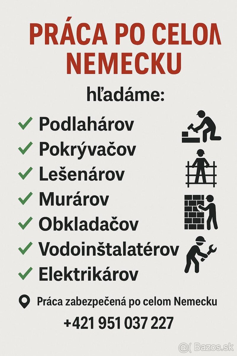 Pokrývači , Leśenari,Murári ,Podlahar,i, Vodoinštalateri