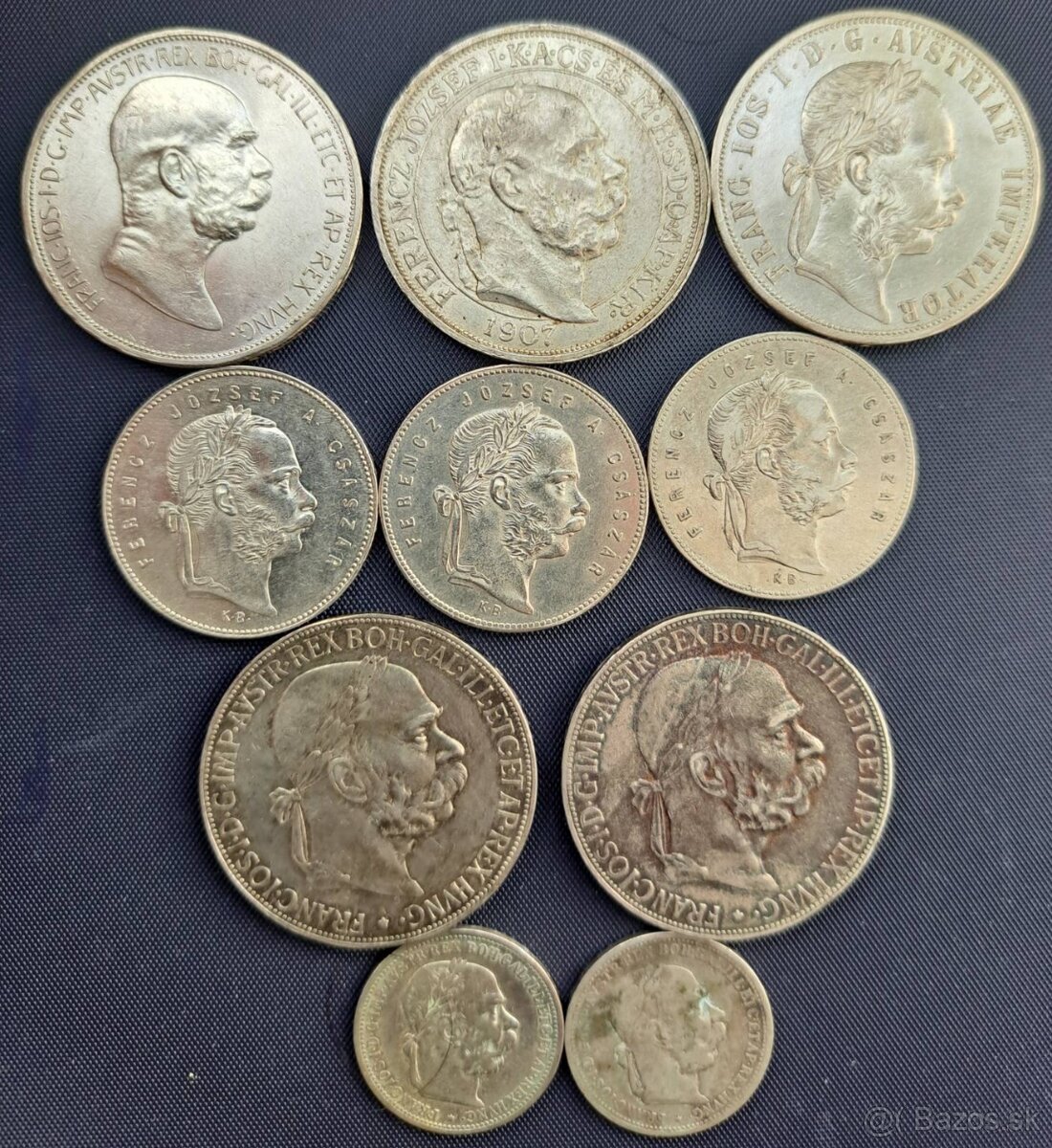 Strieborné mince FJ1 aj vzácny forint 1868 KB