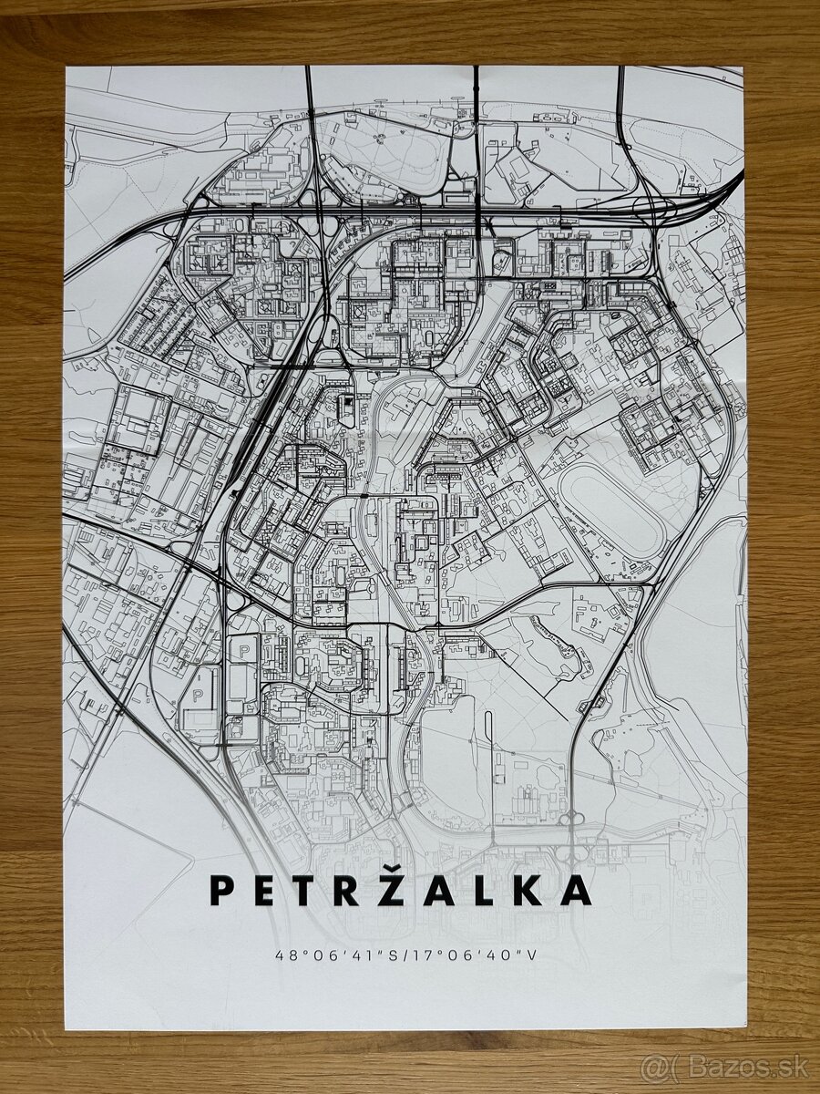 Plagát poster - Petržalka Mapa A3