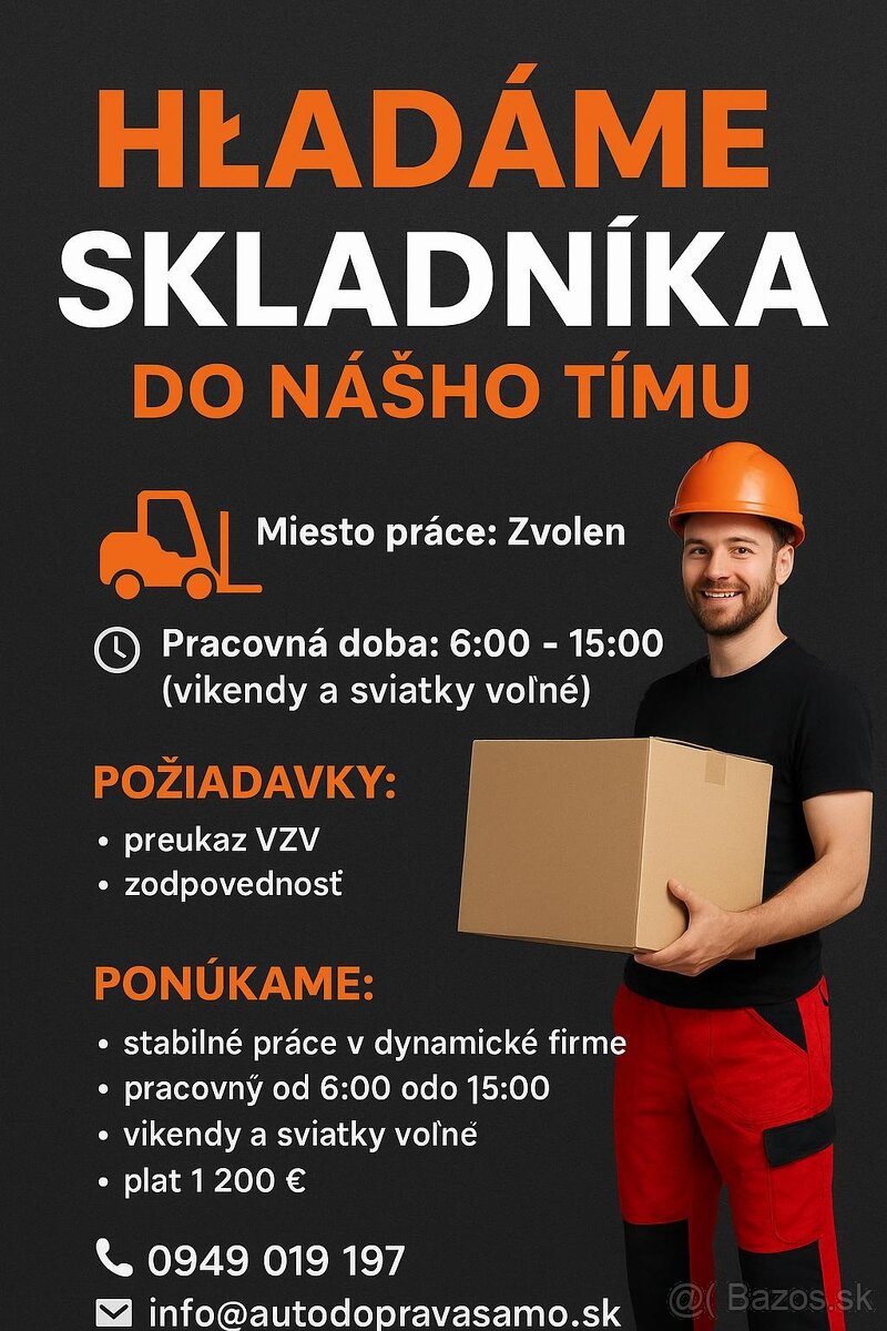 Hľadáme skladníka do nášho tímu Brezno