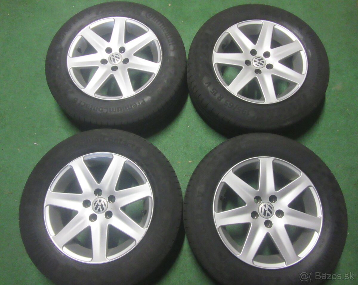 R15 letná sada VW GOLF 4 rozteč 5x100 195/65r15 CONTINENTAL