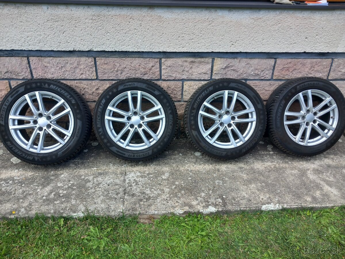 Predám 17" Al disky  + zimné pneu Michelin 225/55 R17