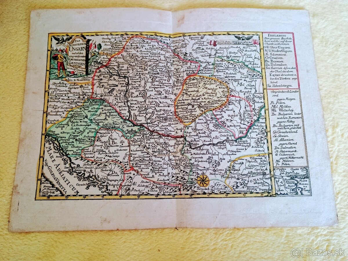 stará mapa Maďarska  1750